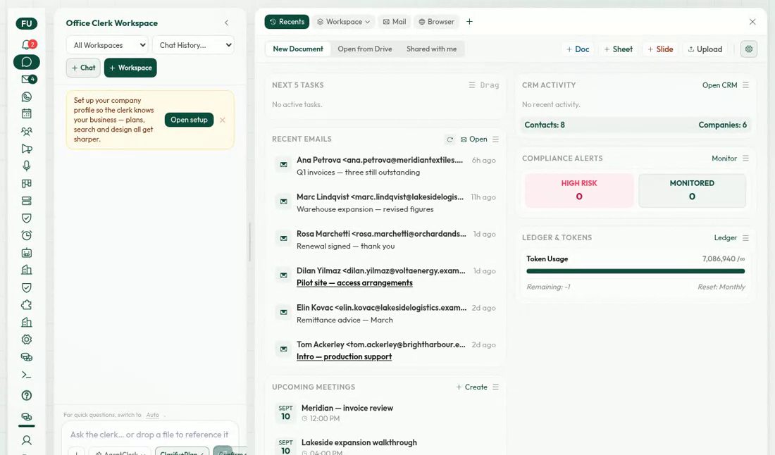 The Clerk OS dashboard